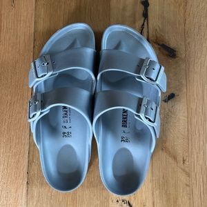 Birkenstock Arizona Essentials EVA Double Strap Design Metallic Silver L8 M6